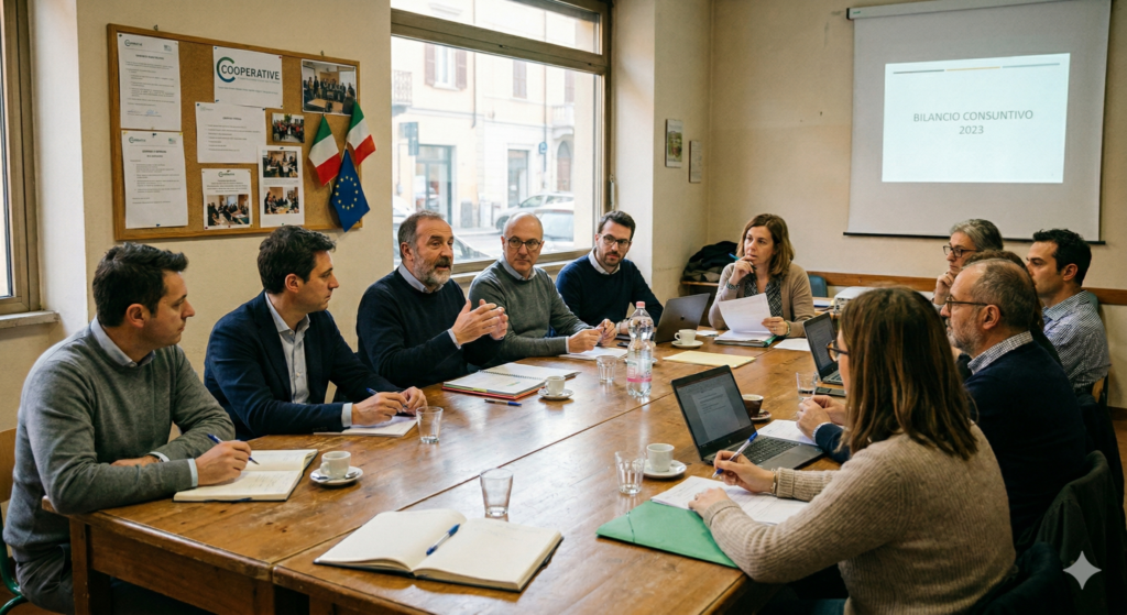 Soci di Insieme riuniti in un ufficio